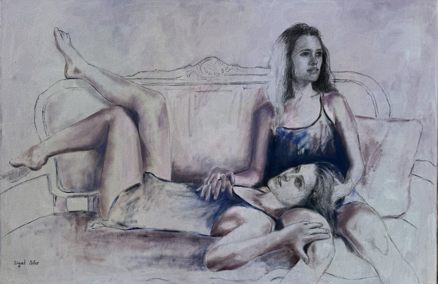 Two on a Purple Sofa