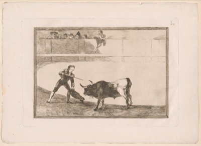 Pedro Romero killing the halted bull, plate 30 from The Art of Bullfighting