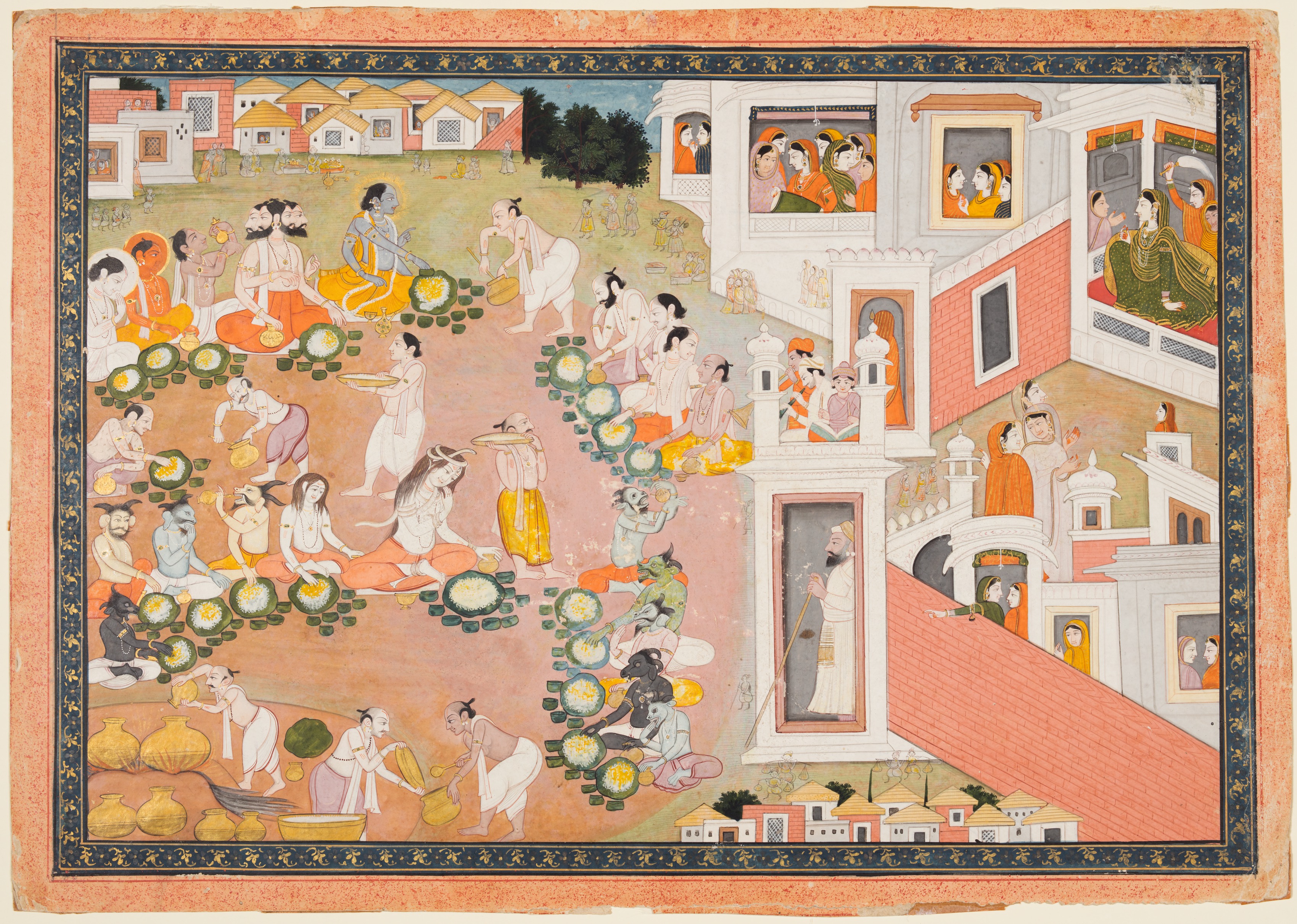 Feast where Vishnu decides he will incarnate as King Dasharatha’s sons, from Chapters 14–15 of the "Bala Kanda" (Book of Childhood) of a Ramayana (Rama’s Journey)