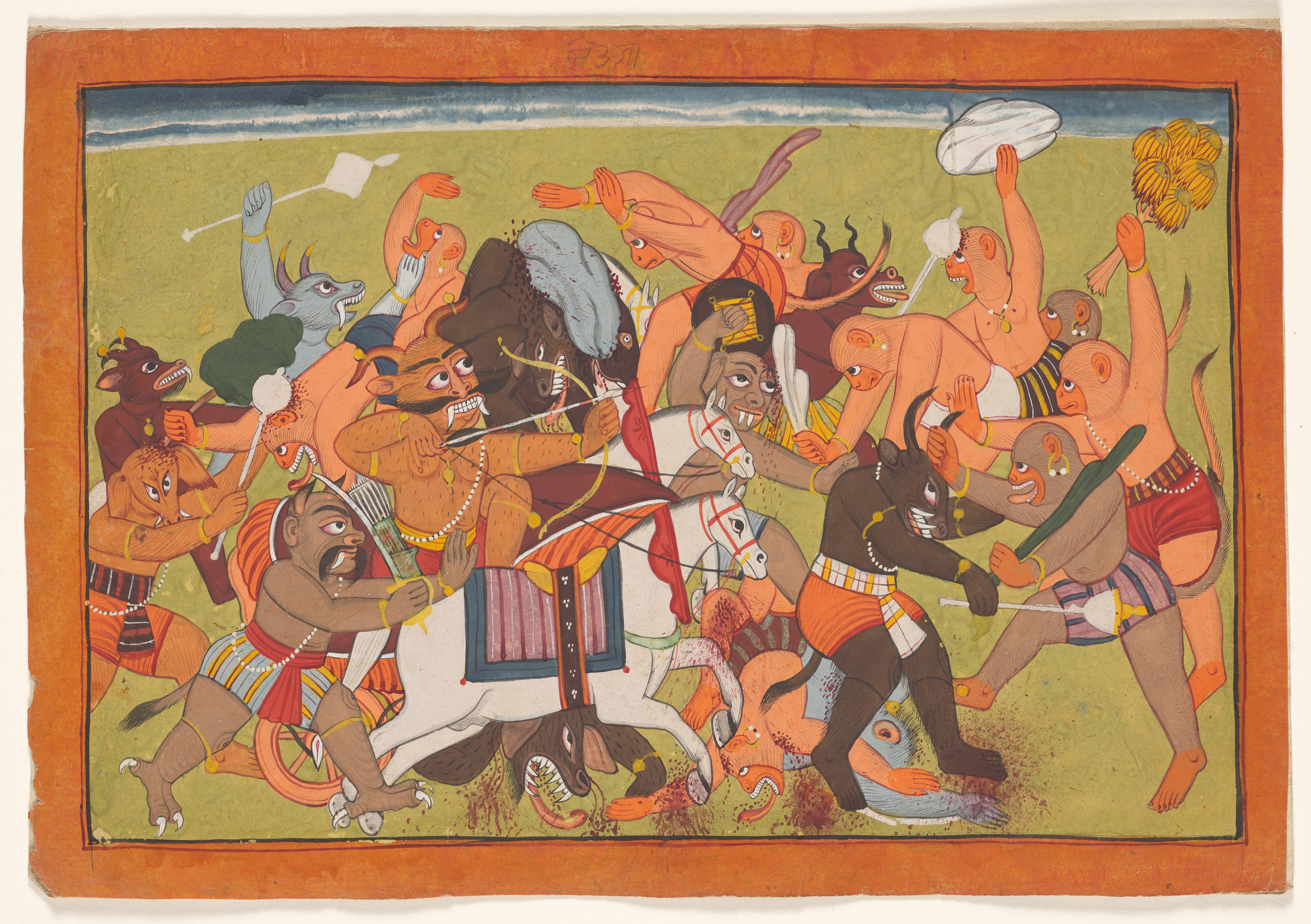 Battle between monkeys and demons, from the “Shangri” Ramayana